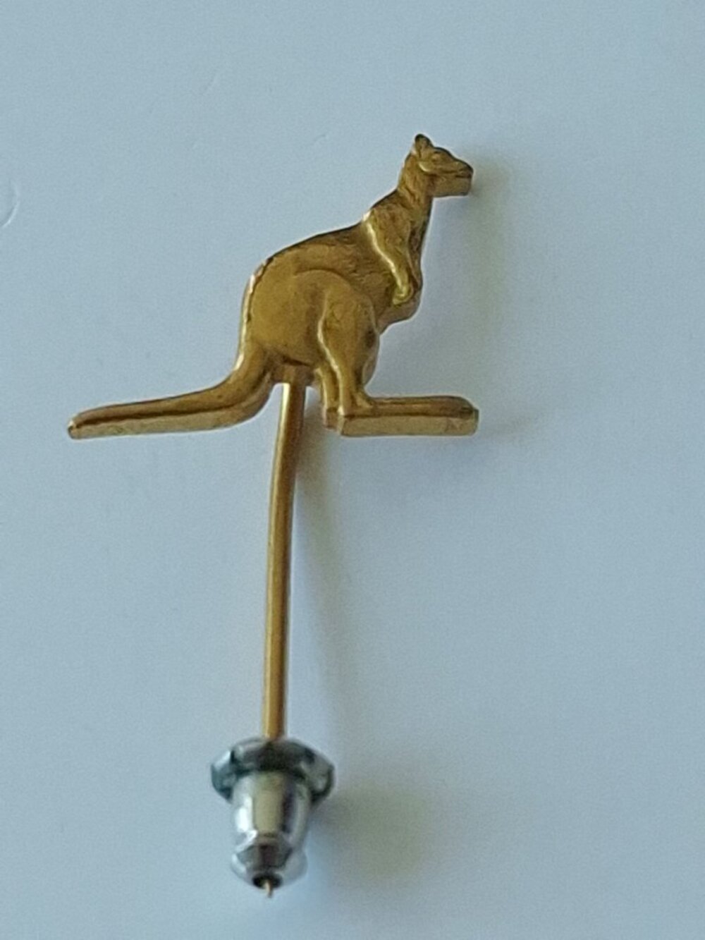 Vintage Gold Tone Kangaroo Stick Pin Lapel Pin Australian Joey Animal Figural
